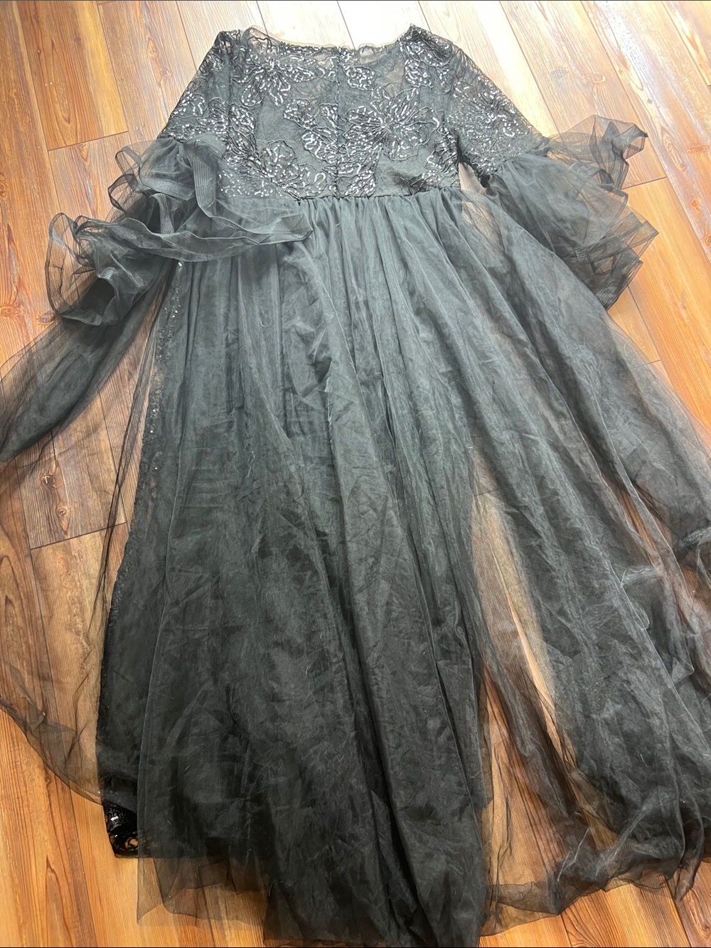 SHEIN Belle Plus Layered Sleeve Embroidery Mesh Dress - Picture 10 of 13